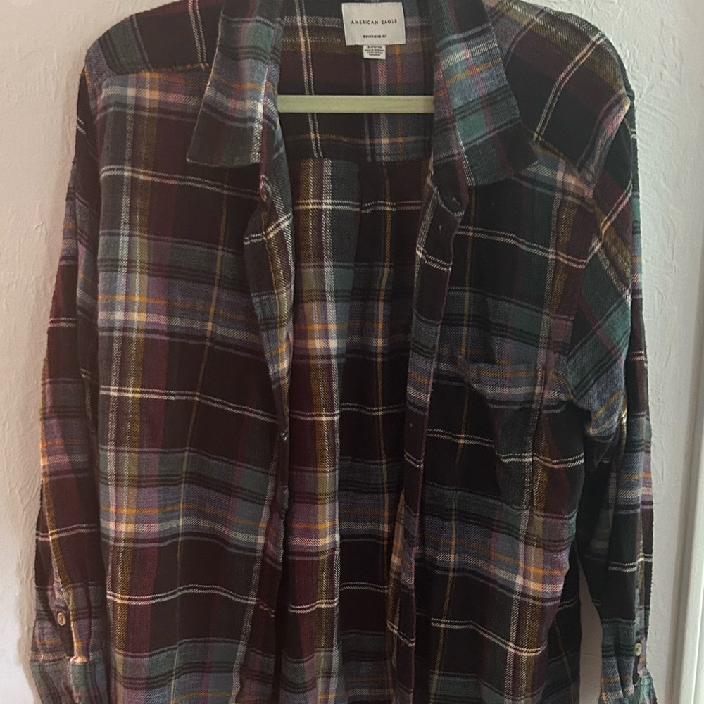 American Eagle Multicolor Boyfriend Fit Shirt